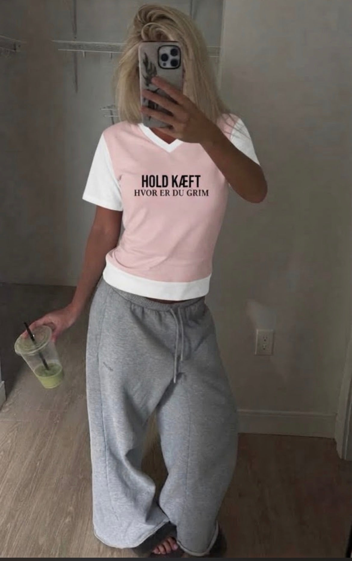 Hold Kæft Hvor Er Du Grim T-Shirt (Two-Tone Rosa/Hvid)